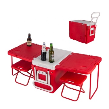 32L Plastic Ice Box: Outdoor Camping Thermal Cooler Box with Picnic Accessories