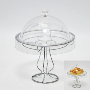 Chrome Color Small Round Dessert Tray Rack In Acrylic