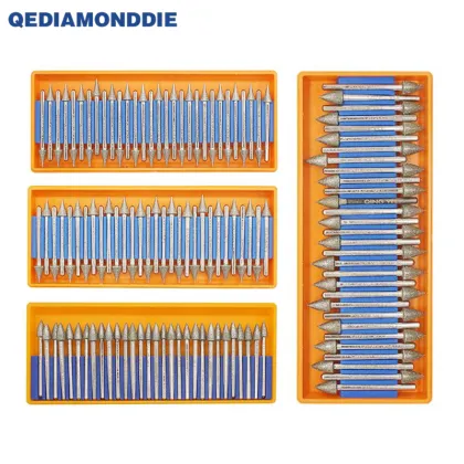 30Pcs Mini Drill Dremel Accessories Electroplated Diamond Grinding Heads