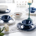 Kiln Change ceramic plates sets dinnerware tableware Porcelain Dinner Set Blue And White Tableware Japanese Style Stoneware