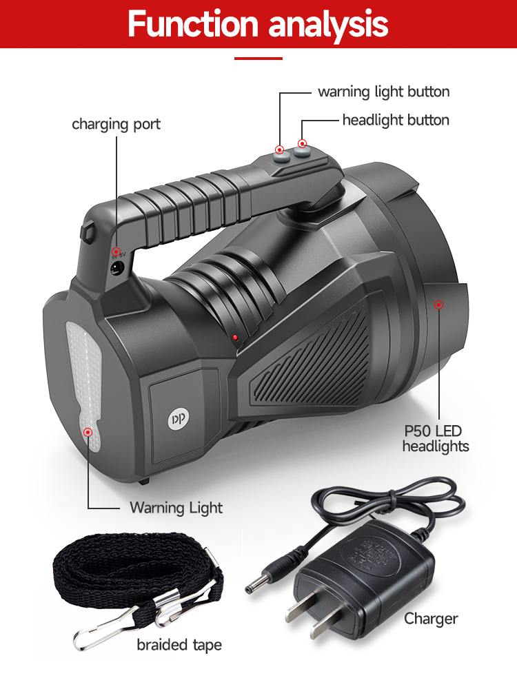 Handheld Rechargeable Powerful Led Searchlights Miner'S Lamp-detail-7