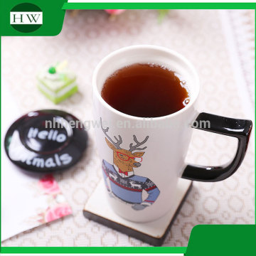 promotional gift cartoon animals ceramic water tea milk coffee cup mug with handle and lid
