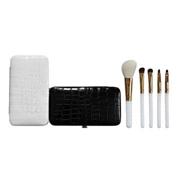 Alligator classical case 5pcs makeup brush set with alligator pattern, resin handleNew