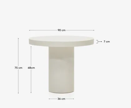 Round table in white cement