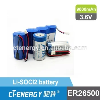 3.6V lithium primary battery ER26500 LiSOCI2 battery