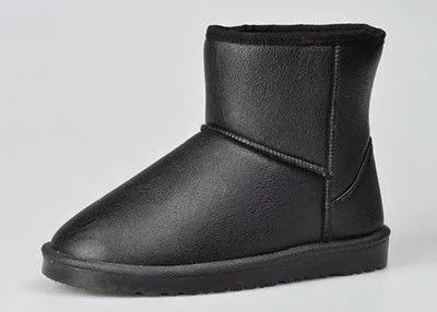 Flat Womens Winter Snow Boots Warm In Black , Waterproof Pu Upper