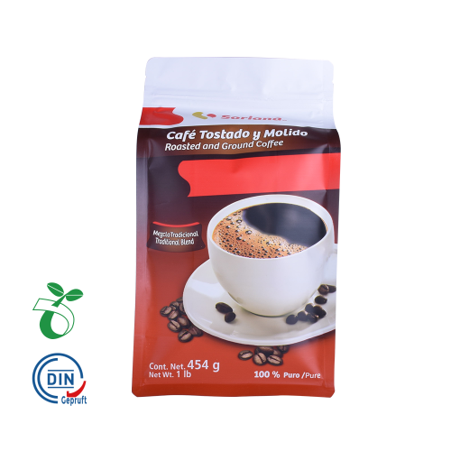 Compostable Flat Bottom Coffee Bag with Compostable Zipper