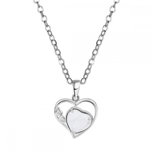 Crystal Love Heart Birthstone Pendant Gemstone Necklaces for Women