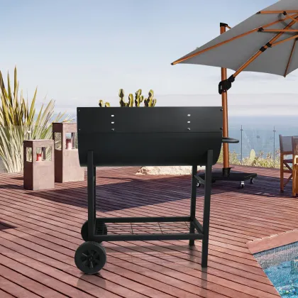 Outdoor Kitchen Rectangular Charcoal Barbecue Grill