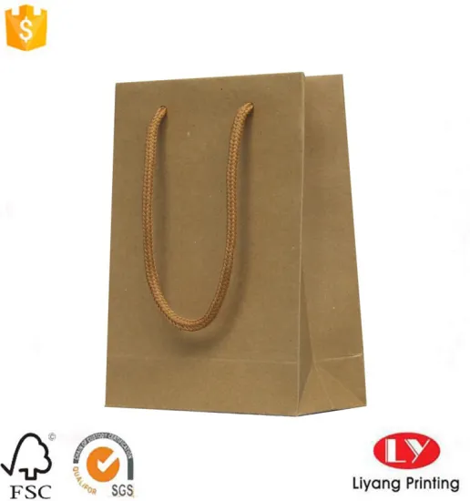 Rigid brown kraft paper carrier shopping bag