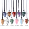 Howlite 25x40mm Love Heart Pendant Necklace Adjustable Rope Chain