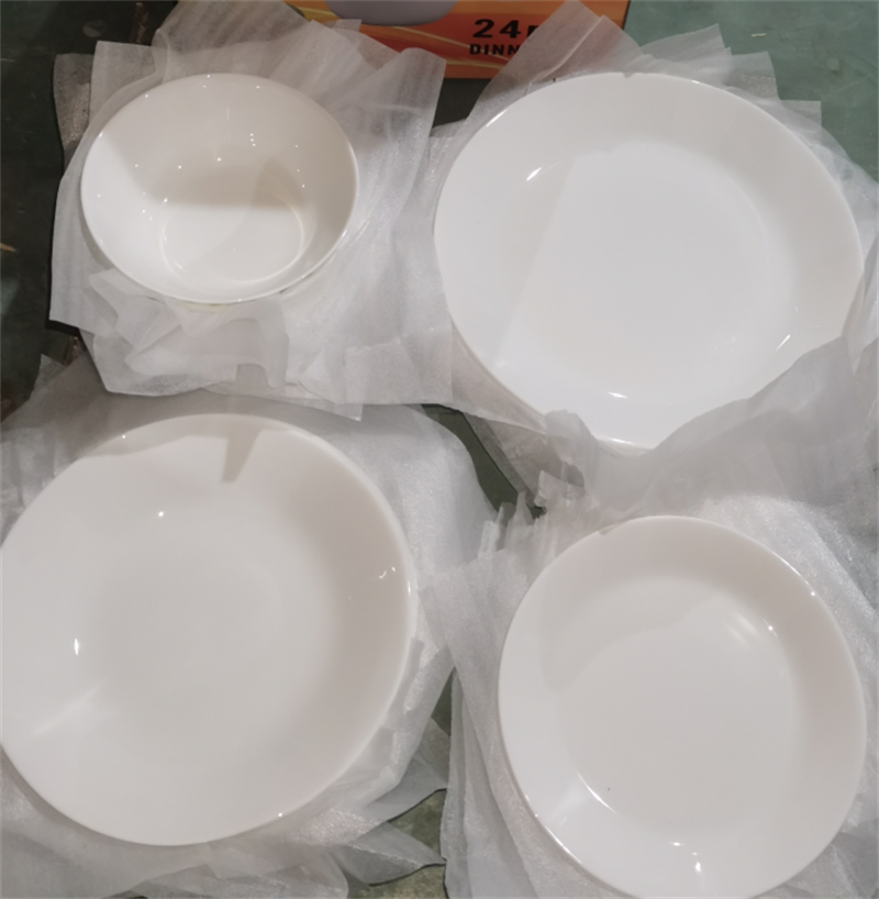 White Opal Glass Tableware Dinner Set