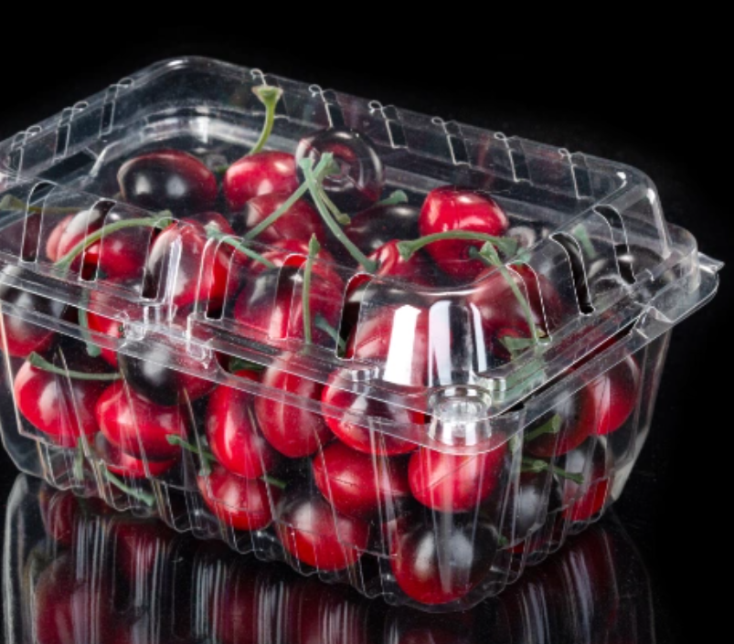 Cherry PET Plastic Tray With Lid