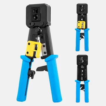 RJ11 RJ45 Pass Through Connector Crimping Plier for UTP/STP LAN Cable
