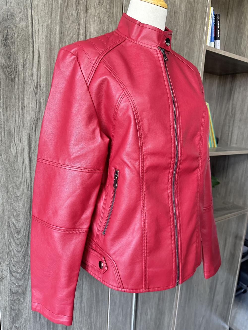 Real leather jacket women