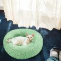 Длинная плюшевая мягкая круглая собачья кровать