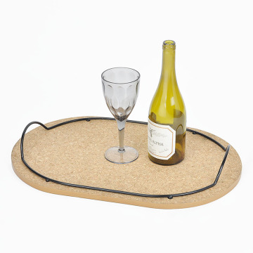 Fashion Design Oval Shape Large Wooden Cork Serving Tray