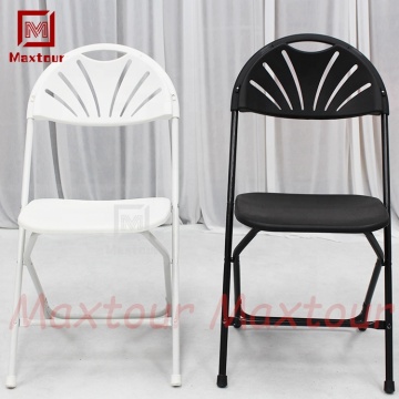 Modern White and Black Folding Chairs for Hotels, Outdoor Events, and Weddings - Durable Plastic