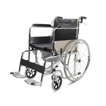 Manual steel wheelchair with bedpan and backrest