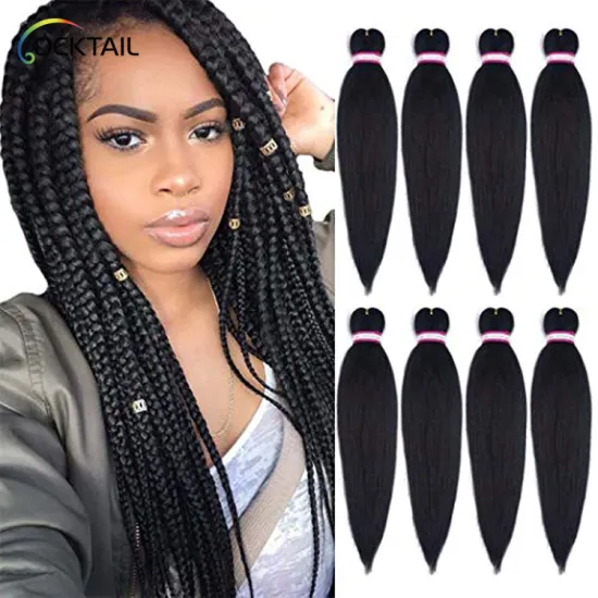 Kanekalon fiber 2021 crochet hair 1b black pre stretched braiding hair 48 inches, synthetic fiber hair silky straight 48 inch