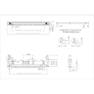 2,54*2,54 mm (0,100 &quot;) 2 linhas do conector do cabeçalho do ejetor masculino Dipe 180 °