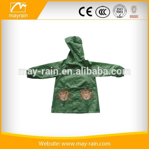 Kids lovely green pvc rain raincoat