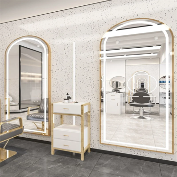 European Modern LED Wall-Mounted Mirror with Simple Style Lighting for Barbershops, Salons, and Living Rooms