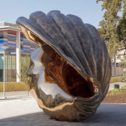 Creative outdoor bronze polishinglarge shell sculpture garden shell sculpture