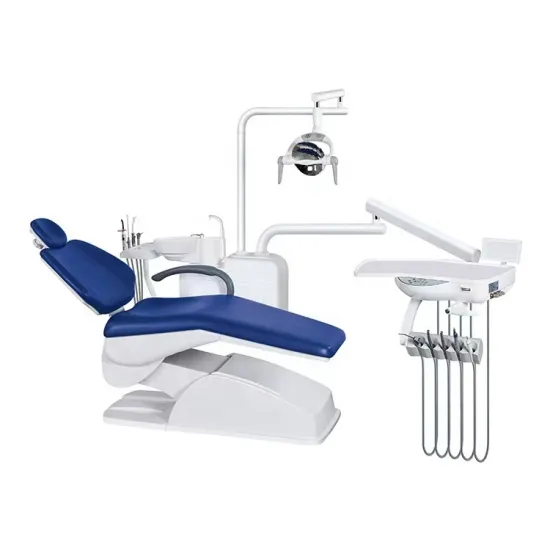 Hot Sale: Multi-functional Electric Folding Dental Chair with Leather Cushion and Light Lamp for Dental Examination