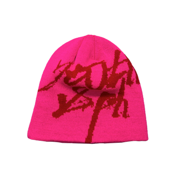 Beanie Rajut Grafiti Neon Pink