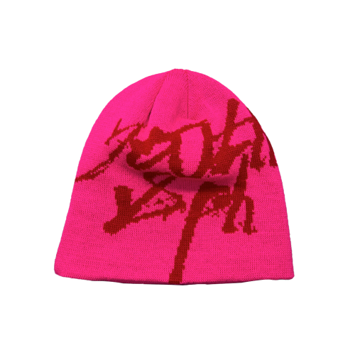 Neon Pink Graffiti Knit Beanie