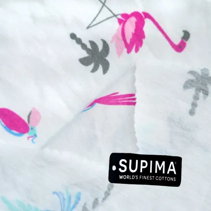 Moisture-Absorbent Wicking 100% Supima Cotton Printed Flamingo Fabric for Baby Clothes