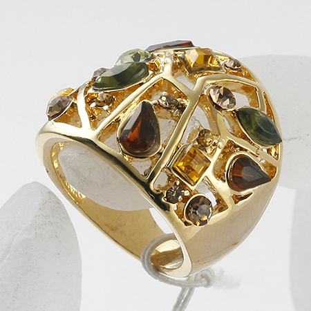 แหวนอัญมณีหรูแหวนแต่งงานทองชุบออสเตรียคริสตัล Rhinestone 18K