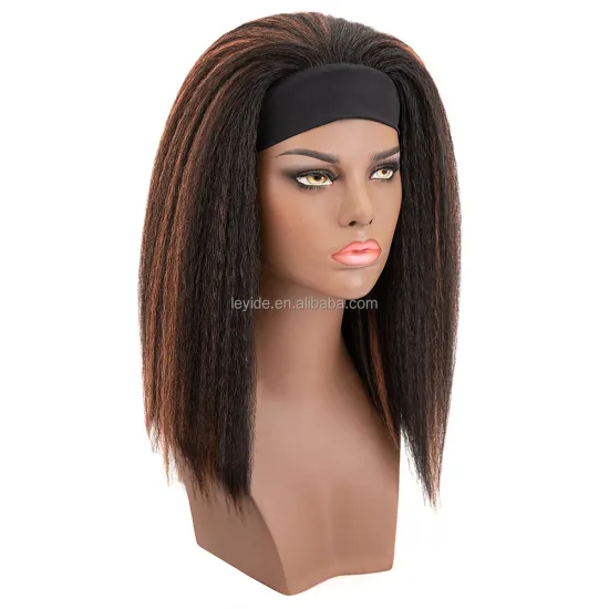 AliLeader Wholesale Cheap Kinky Curly Synthetic Headband Wigs for Black Women