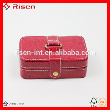 red texture leather jewelry mirror package box