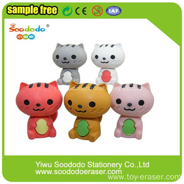 3D Various Color Fold Ear Cat Shaped Erasers China Manufacturer