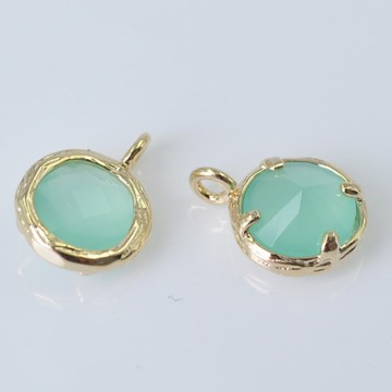 Pendant, Fashion Jewellery Round Jelly Glass Stone Gold Pendant, Pendant Jewelry Findings Brass P9078