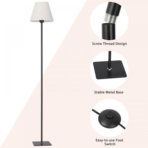 Modern Floor Standing Lamp with Linen Lampshade