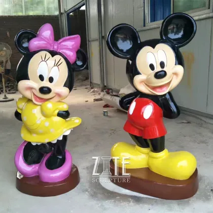 Colorful Life Size Fiberglass Resin Cartoon Mickey Mouse Statue For Sale