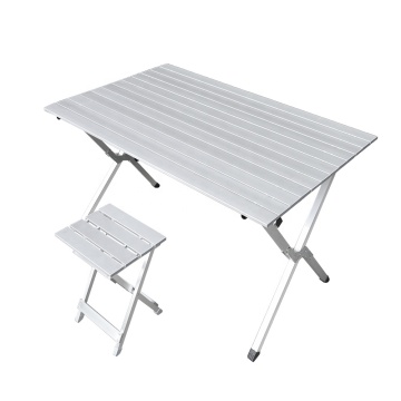 EASTOMMY Aluminum Folding Picnic Table and Chair Set for Camping