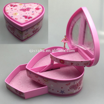 Heart Girls Pink Glitter Fairy Musical Jewellery Box