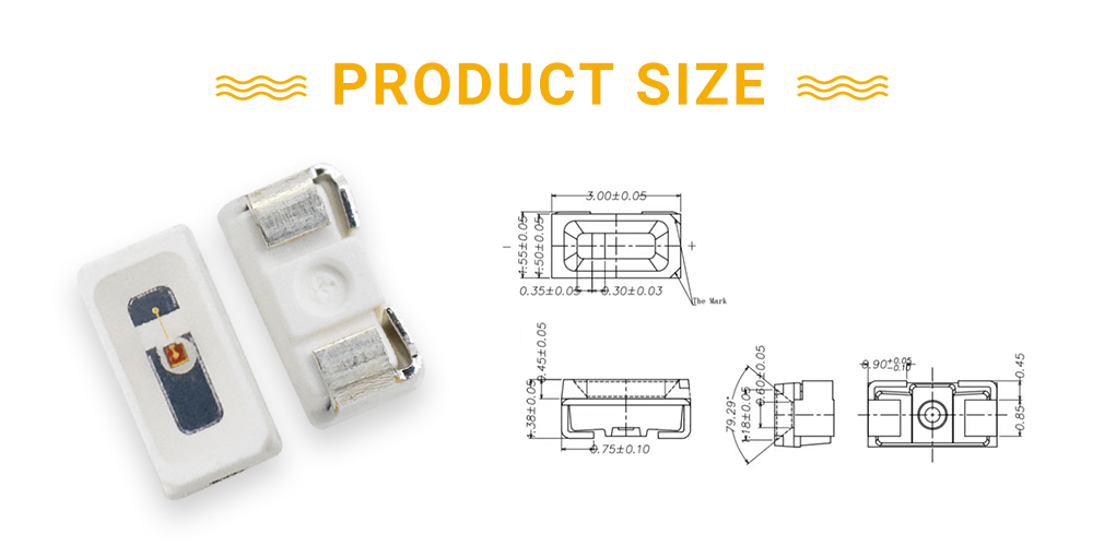 Size of 3015FYC-10 3014 SMD LED Yellow LED Amber LED