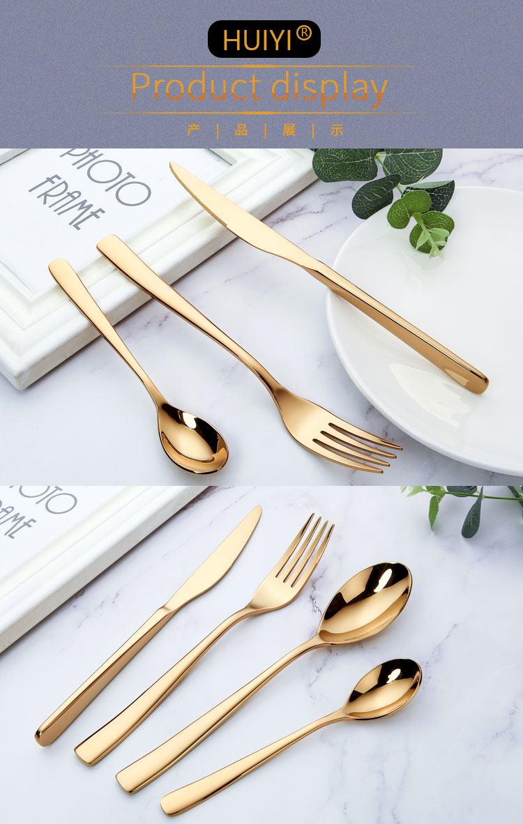 304 stainless steel gold plated dinnerware