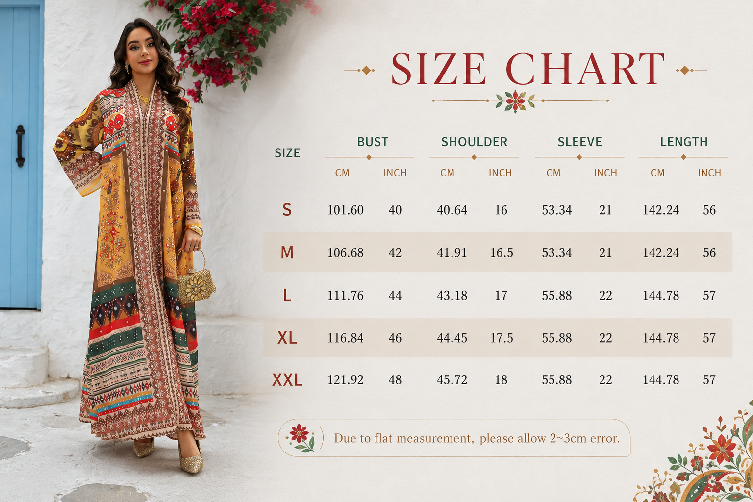 Ethnic Print Rhinestone Chiffon Maxi Dress