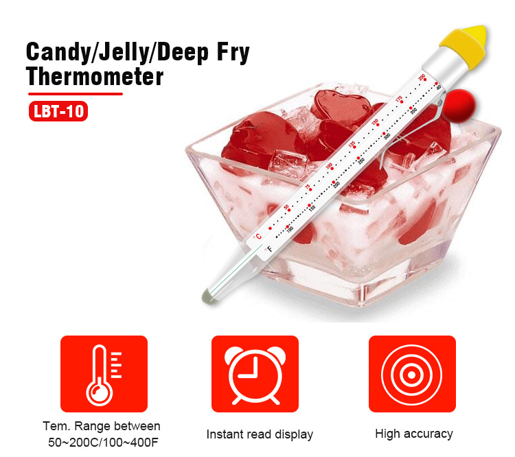 Waterproof Glass Sugar Thermometer for Candy Chocolate