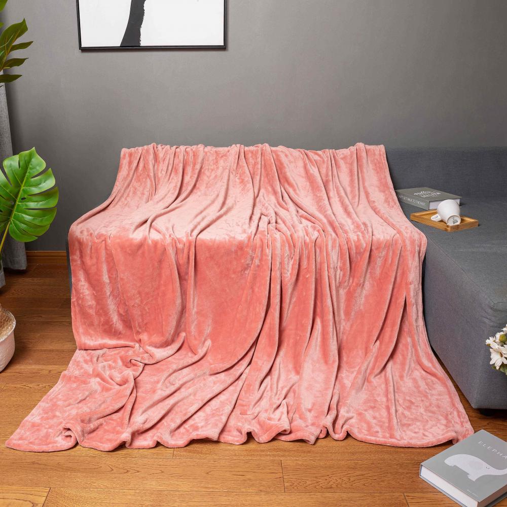 Manta de franela rosa lisa color puro
