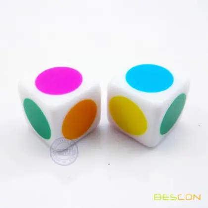 Colorful big dot dice, rainbow dot die