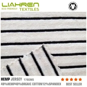 Eco-friendly hemp organic cotton spandex jersey strip fabric for baby T-shirt