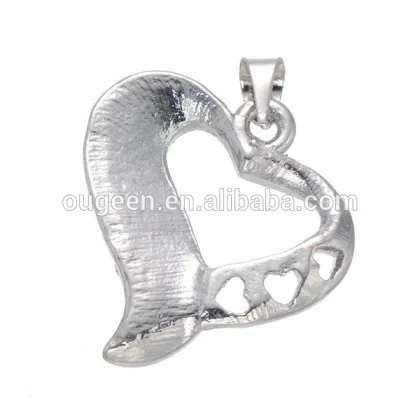 22*20mm silver plated full diamond hollow heart buddha pendant
