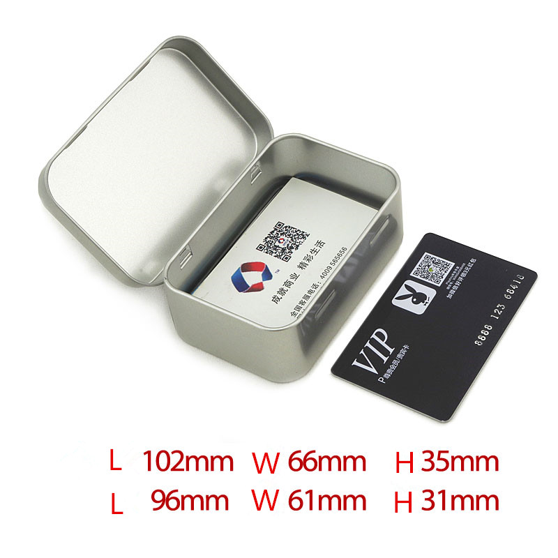 Silver Square Bussiness Card Tin Cans